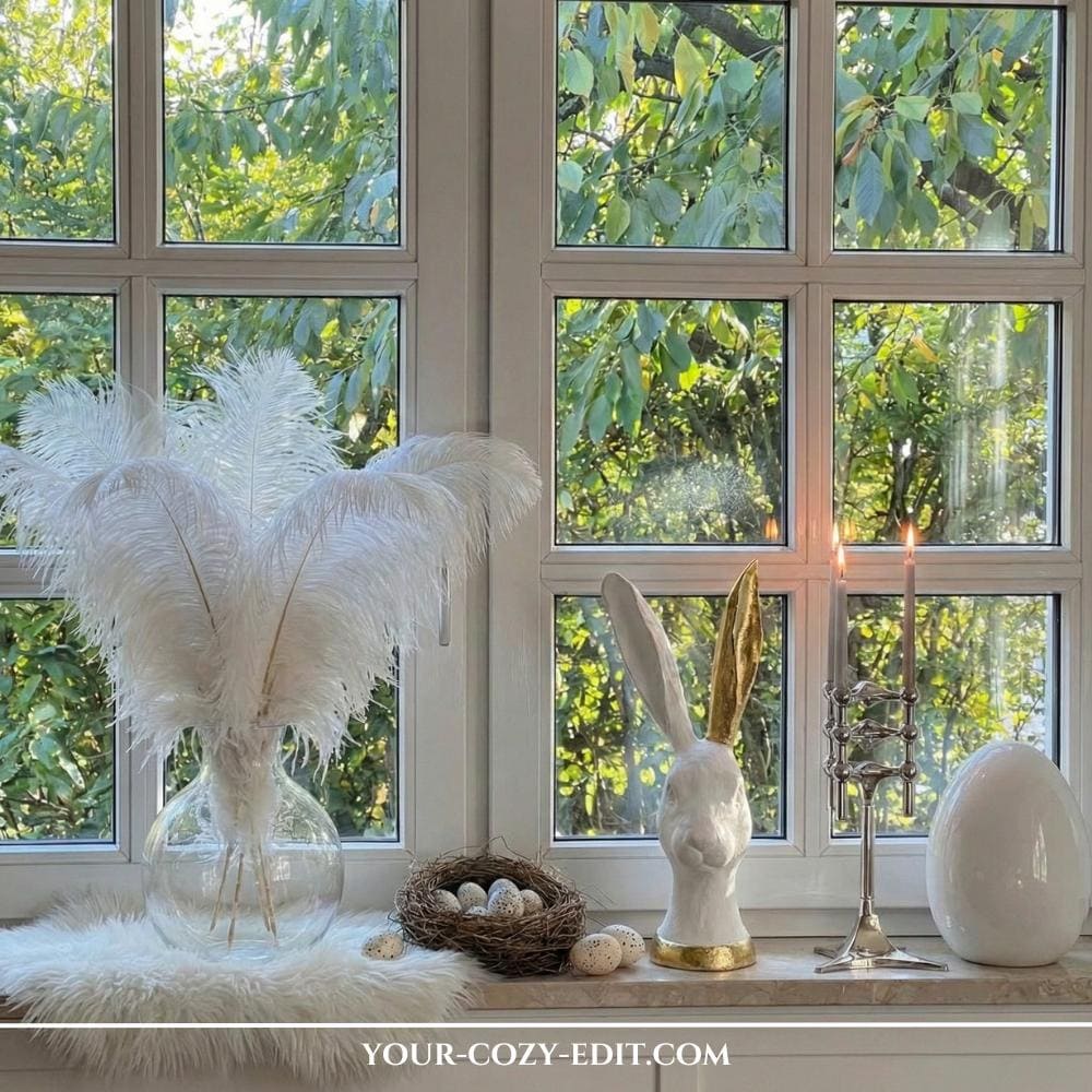 Elegant and modern Easter decor with ostrich feathers 