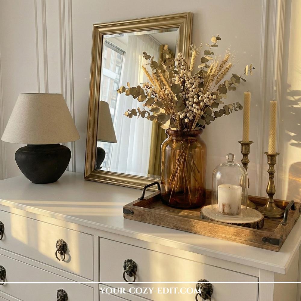 White drawer with antic knobs for frugal chic decor look