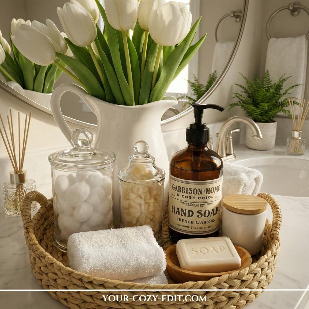 Spring Bathroom Decor with Tulips