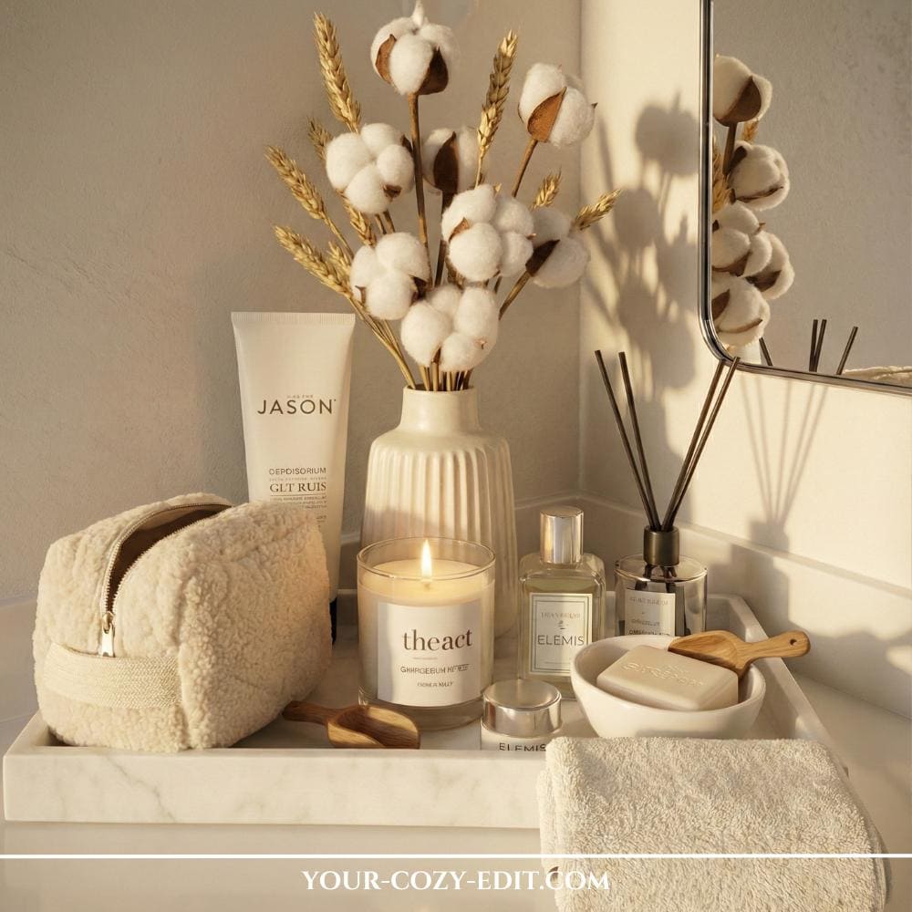 Soft Bathroom Decor Tray in Creme Colors