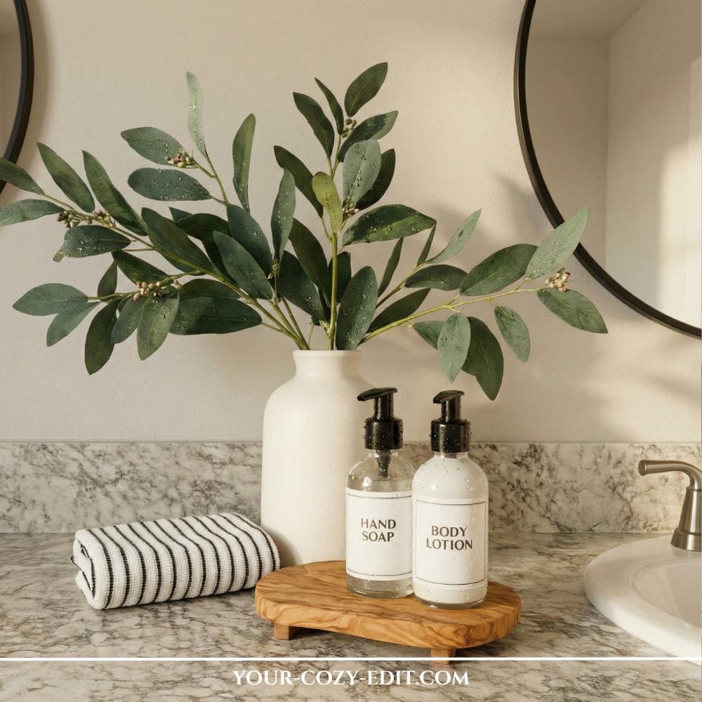 Cute Bathroom Decor with Olive Branches