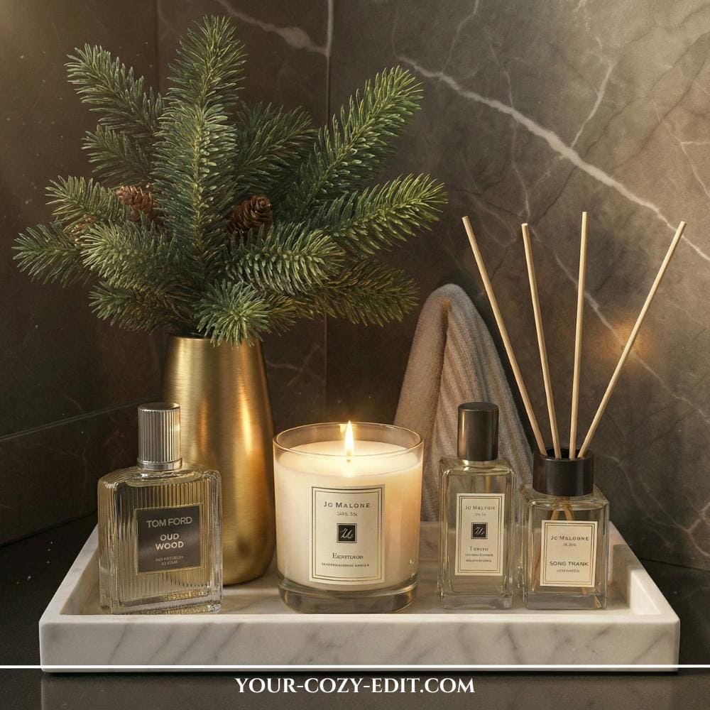 Winter Decor Tray for teh Bathroom Vanity