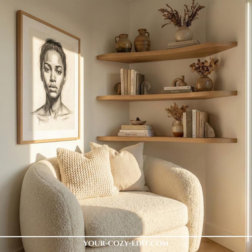 Cozy Reading Nook in Room Corner