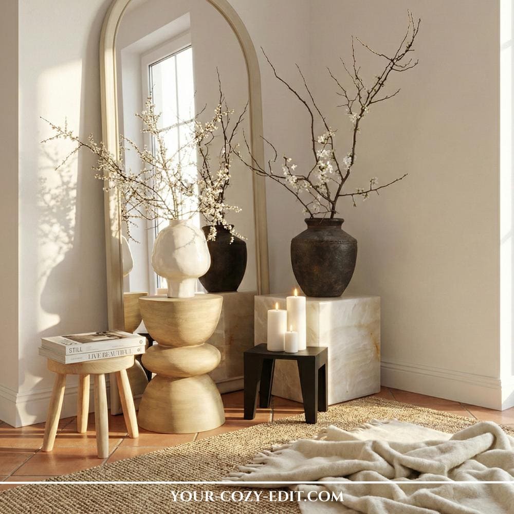 Room Corner with Sculptural Art Display
