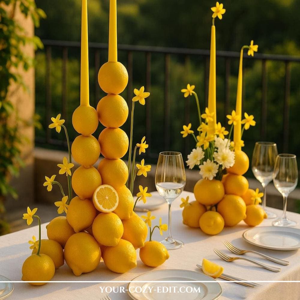 Lemon Towers as Table Centerpieces for summer weddings and garden parties