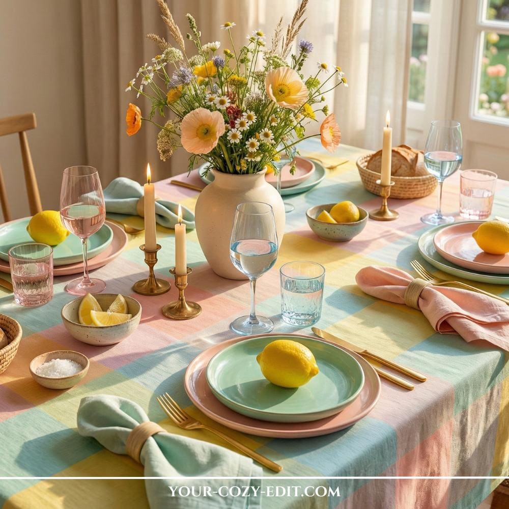 Pastel Plaid Tablescape Styling Idea for Spring and Summer